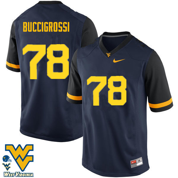 NCAA Men's Jacob Buccigrossi West Virginia Mountaineers Navy #78 Nike Stitched Football College Authentic Jersey CQ23B27TA